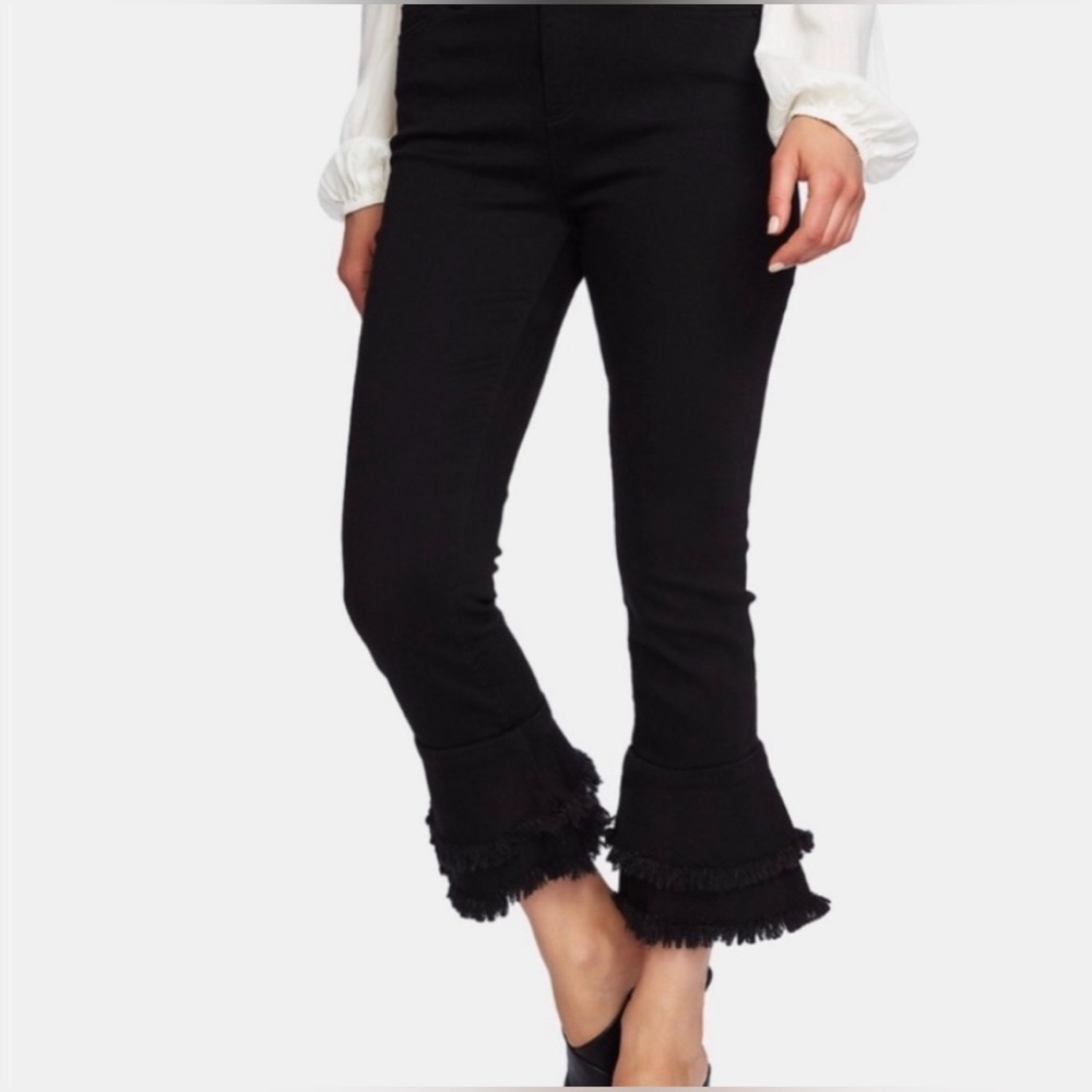 1. State | Revolve Black Flare Raw Edge Jeans